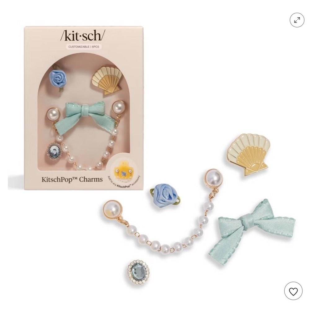 Kitsch KitschPop Charms Women OS Coastal Cottage Pearl Seashell Bow 6pc Set NWT